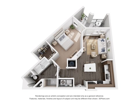 Floor plan for 1 bed, 1 bath, 774 sqft